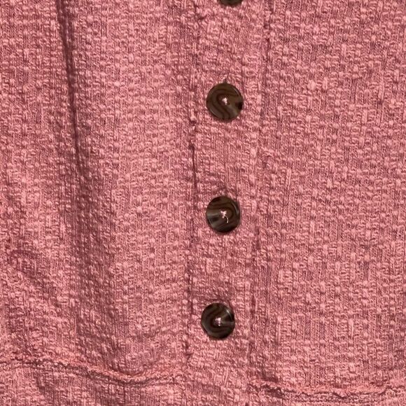 Two by Vince Camuto Peach Orange Raw hem Button front Cotton Cardigan ladies S - Picture 4 of 7